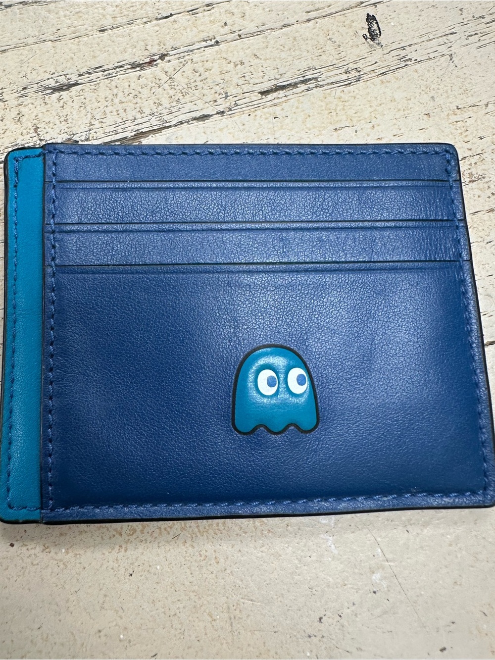 Coach x Pac-Man Limited Edition Leather Ghost Card Case Wallet Blue